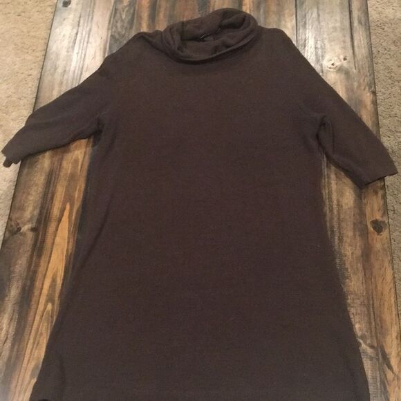 Brown Turtleneck Short Sleeve Sweater - Picture 1 of 4